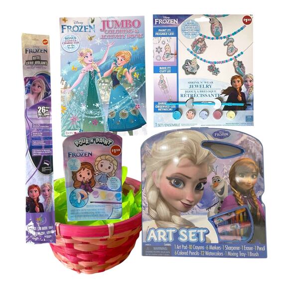 Frozen Gift Basket | Art Set, Coloring Book, Kite, Crafts, Pour Paint Fun - Picture 1 of 8